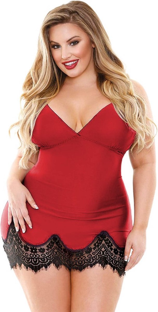 Goedkoopste Babydoll Lingerie Dames gehaakt - Rood - Bevline - Maat XXL/2XL