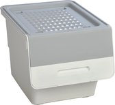 Motek® - Opbergbox - 12 L -  Wielen - Opbergdoos - Opbergbox met deksel - Opbergboxen - Opbergmand - Opbergkist - Voorraadpotten - Aardappelbak - Grijs - Wit