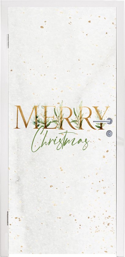 Deurposter 95x215 cm - Deursticker Kerst - Quotes - Merry Christmas - Spreuken - Goud - Meubelfolie zelfklevend - Deurfolie woonkamer - Interieurfolie fotobehang - Deur plakfolie - Deurstickers - Deurbehang sticker - Kamer decoratie