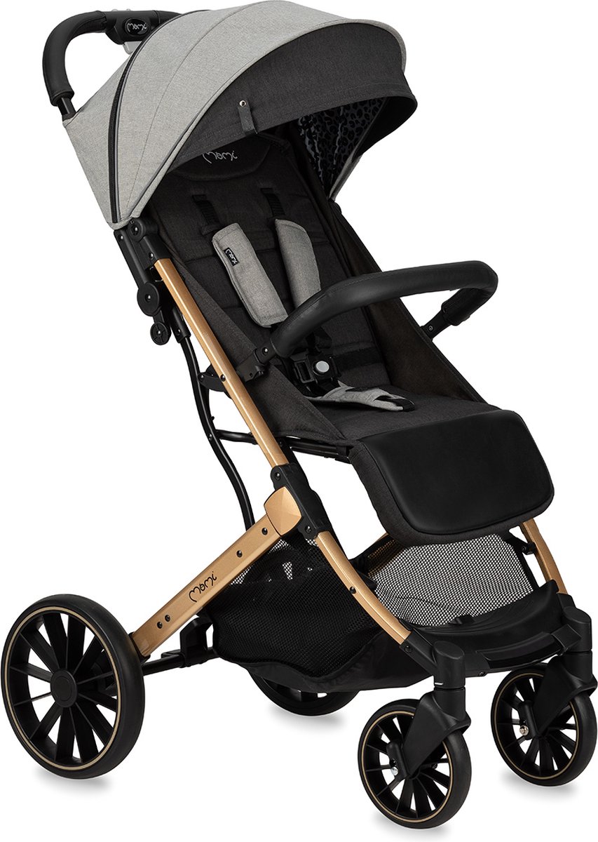 MoMi Estelle Dakar Wandelwagen - Compacte Lichtgewicht Buggy - XXL Wielen - Inclusief Regenhoes, Voetenzak & Muskietennet - Leopard Grijs