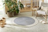 Rond buitenkleed rand - Trenzado grijs/crème 200 cm rond