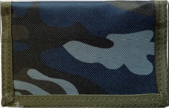 Nylon Portemonnee – Stoffen portemonnee - Klittenband sluiting – Sport - Stoere Portemonnee voor Jongens en meisjes – Portemonnee Heren - Camouflage Blauw - Gratis Verzonden