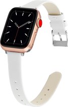 By Qubix Leren Slim Fit bandje - Wit - Geschikt voor Apple Watch 42mm - 44mm - 45mm - Ultra - 49mm - Compatible Apple watch bandje - smartwatch bandje
