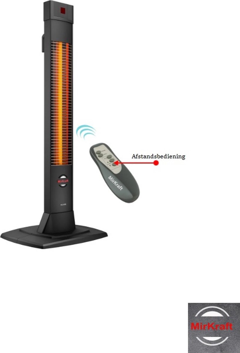 MirKraft SOLARIS- Elektrische kachel - Terrasverwarmer-2000 W - Afstandsbediening - 95% efficiëntie - 35 m2 binnenruimte verwarmer - met thermostaat