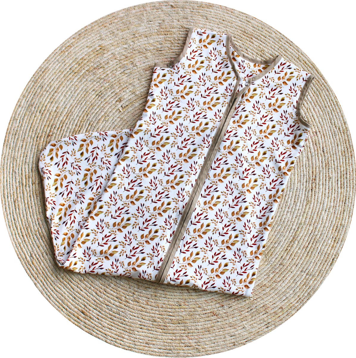Wallabiezzz Slaapzak Baby - Trappelzak - lengte 95cm - 4 seizoenen - Leaves Cognac