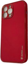 Apple iPhone 14 Pro Rood Back Cover Luxe High Quality Leather Case | Camera beschermend hoesje