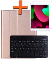 iPad 10.2 2020 Keyboard Cover Keyboard Case Book Cover With Screen Protector - iPad 10.2 2020 Keyboard Keyboard Case - Rose Goud