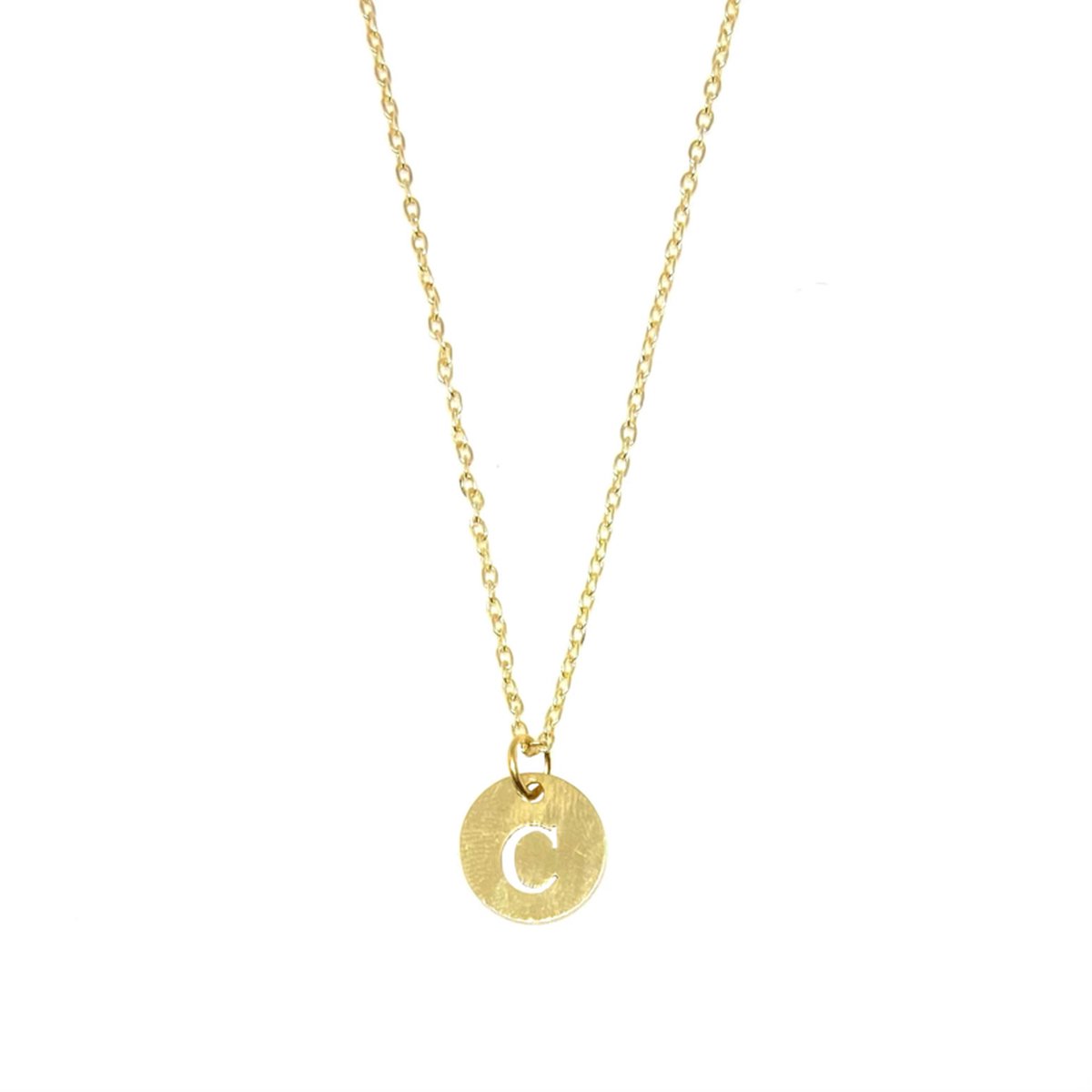 Letter ketting coin - initiaal C - goud