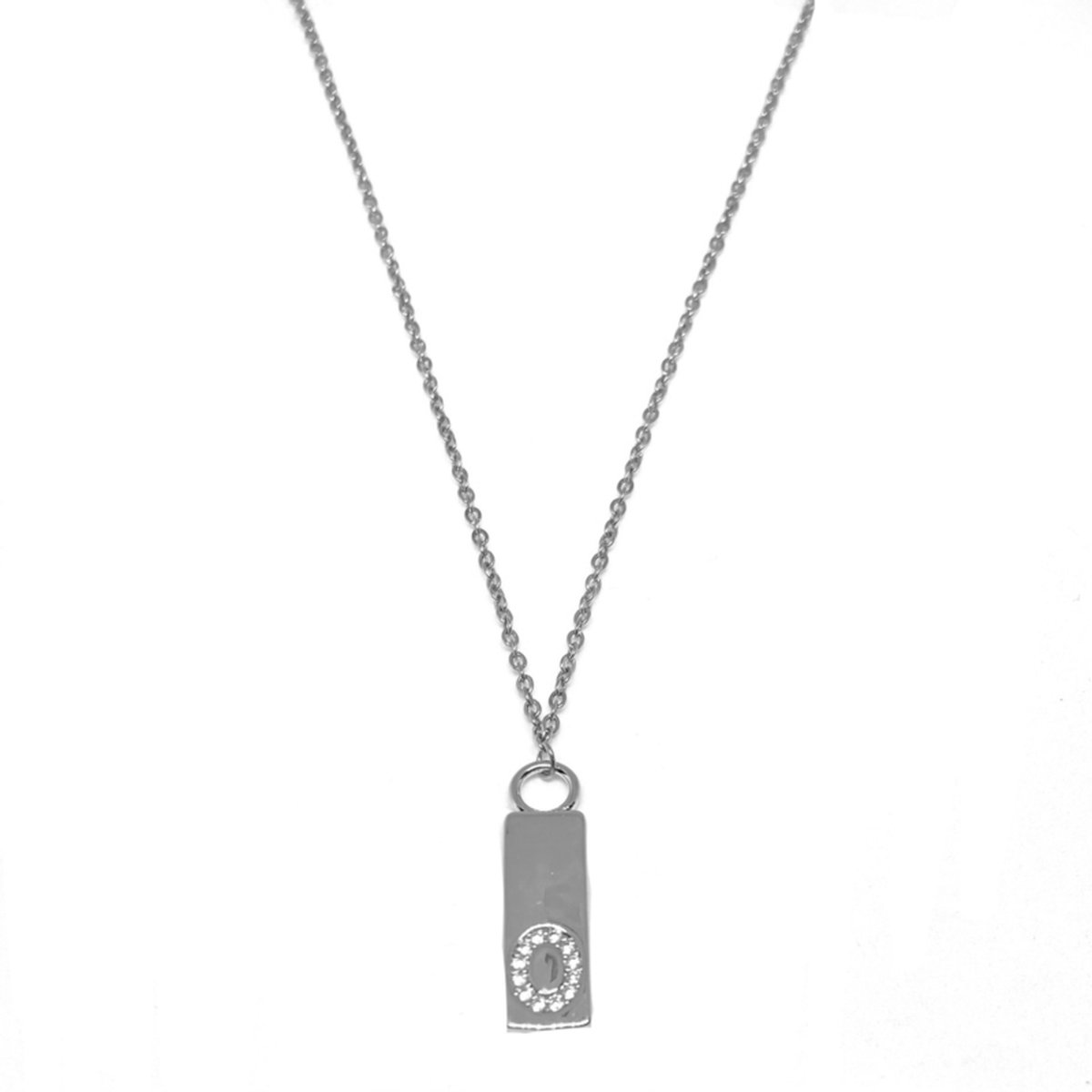 Letter ketting tag - initiaal O - zilver