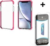 ShieldCase bumper shock case geschikt voor Apple iPhone 12 Mini - 5.4 inch - roze + glazen Screen Protector