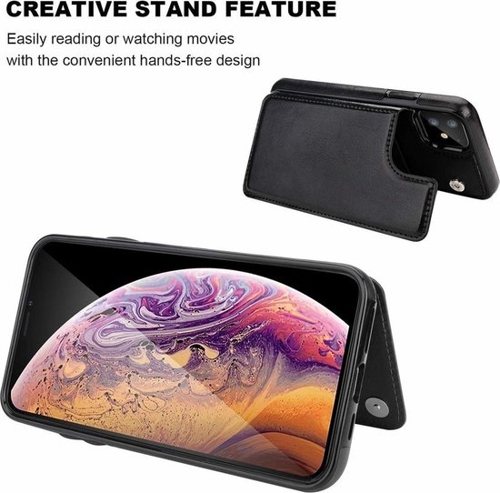 Étui portefeuille ShieldCase Convient pour Apple iPhone 12 Mini - 5,4 pouces - noir + protecteur d'écran en verre