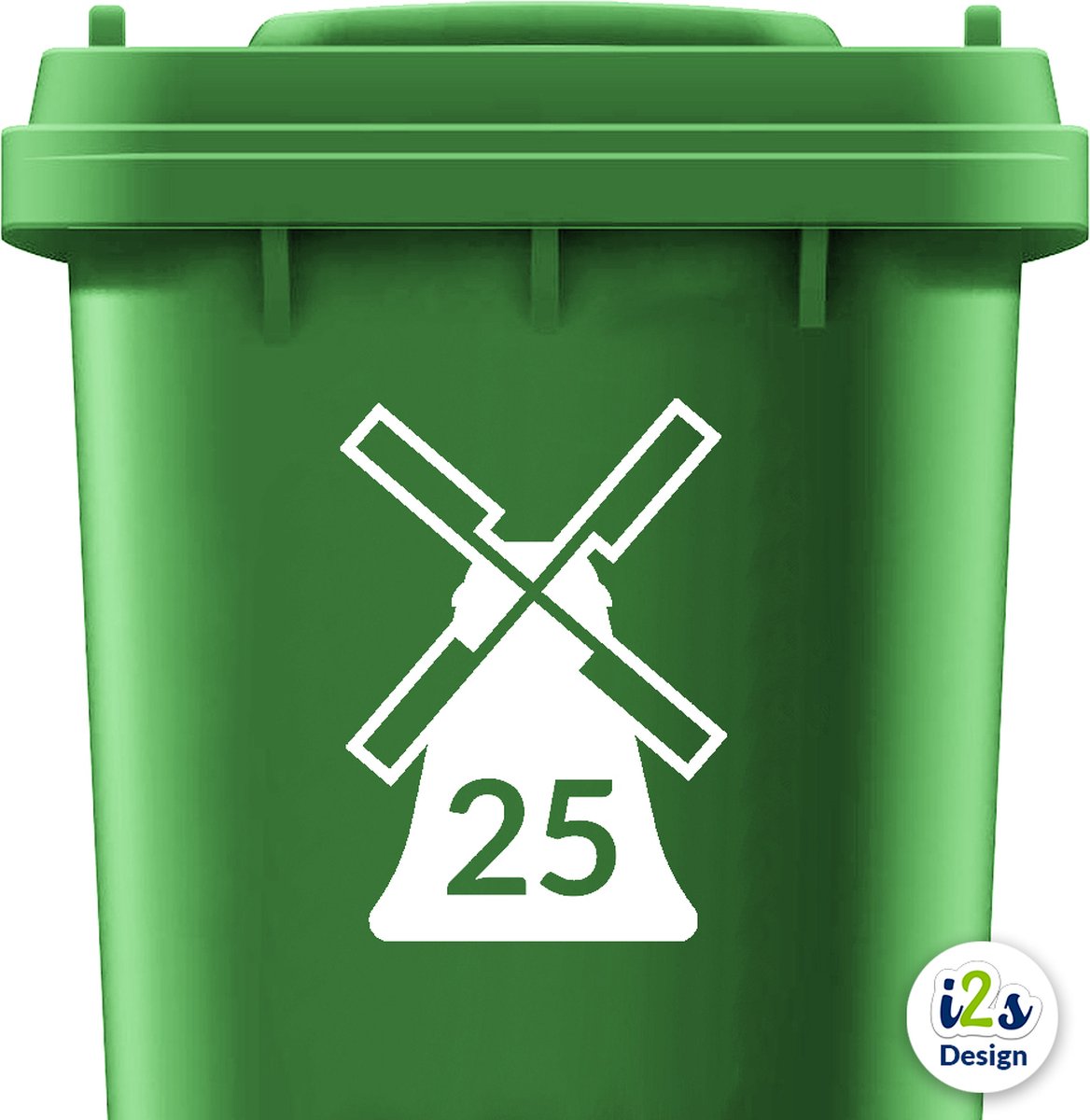 Kliko sticker molen met nummer - Container sticker - Cijfer sticker - Huisnummer - Wit - 14cm breed 20cm hoog