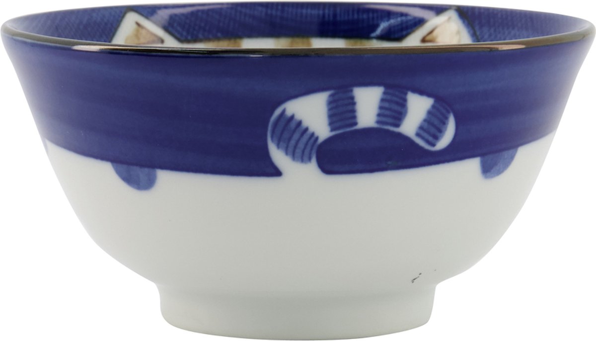 TOKYO DESIGN STUDIO - Kawaii Cat Neko Tayo Bowl 13,5x6.8cm 300ml Blue KY55/78 6/48