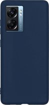 Hoesje Geschikt voor OPPO A77 Hoesje Siliconen Cover Case - Hoes Geschikt voor OPPO A77 Hoes Back Case - Donkerblauw