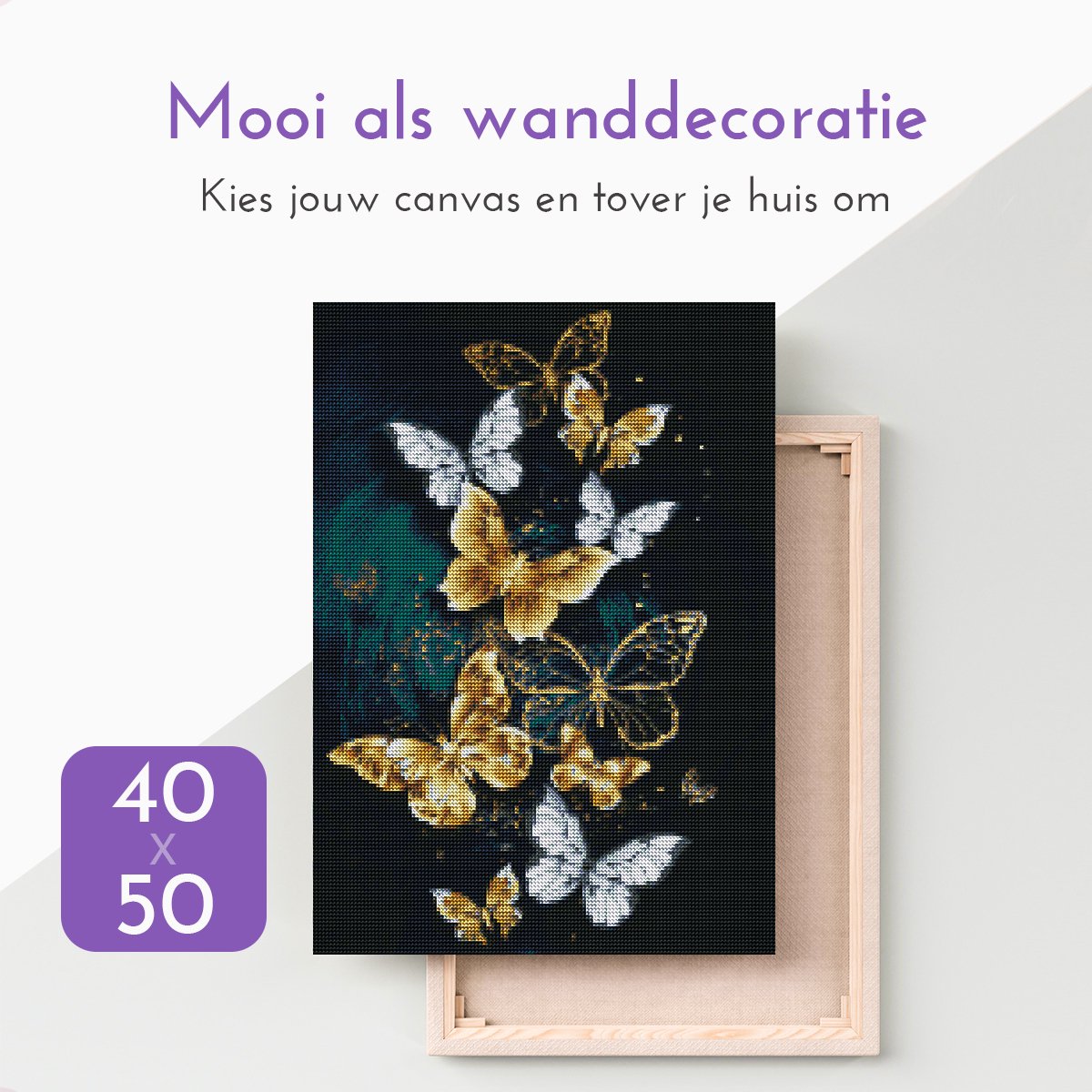 Lienz® Diamond Painting volwassenen 40x50cm – Rond - Vlinders - Volledig - Pakket Volwassenen — afbeelding 7