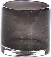 STILL - Glazen Windlicht - Waxinelichthouder - Bubbelglas - Black Bubble - Zwart - 10x10 cm