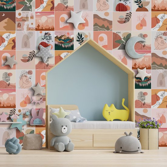 Ulticool Décoration carrelages Autocollant - Esthétique Rétro - 15x15 cm - 15 pièces Autocollants Film Adhésif Carrelage - Dos pour le Mur Salle de Bain - Cuisine Mur Cuisine - Carrelage Adhésif Auto Adhésif - Sticktiles