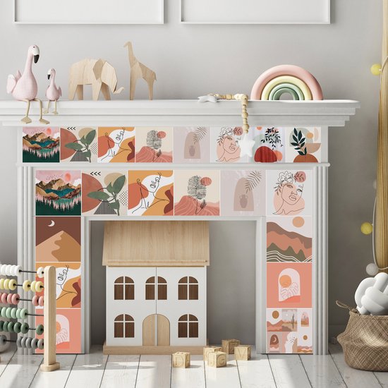 Ulticool Décoration carrelages Autocollant - Esthétique Rétro - 15x15 cm - 15 pièces Autocollants Film Adhésif Carrelage - Dos pour le Mur Salle de Bain - Cuisine Mur Cuisine - Carrelage Adhésif Auto Adhésif - Sticktiles