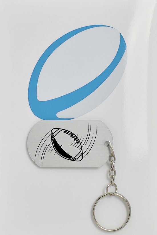 rugby sleutelhanger inclusief kaart - sport cadeau - sporten - Leuk kado voor je sporter om te geven - 2.9 x 5.4CM