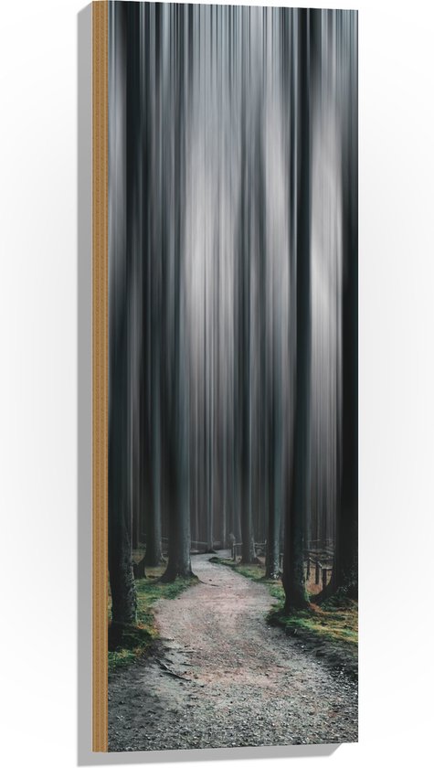 WallClassics - Hout - Hele Hoge Abstracte Bomen - 30x90 cm - 12 mm dik - Foto op Hout (Met Ophangsysteem)