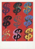 Andy Warhol - $9 (rood) - Vintage dubbele kaarten - Set van 10 kaarten met eco-katoen enveloppen