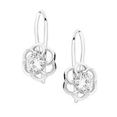 Joy|S - Zilveren bloem oorbellen - witte zirkonia - kidney oorhangers - gehodineerd
