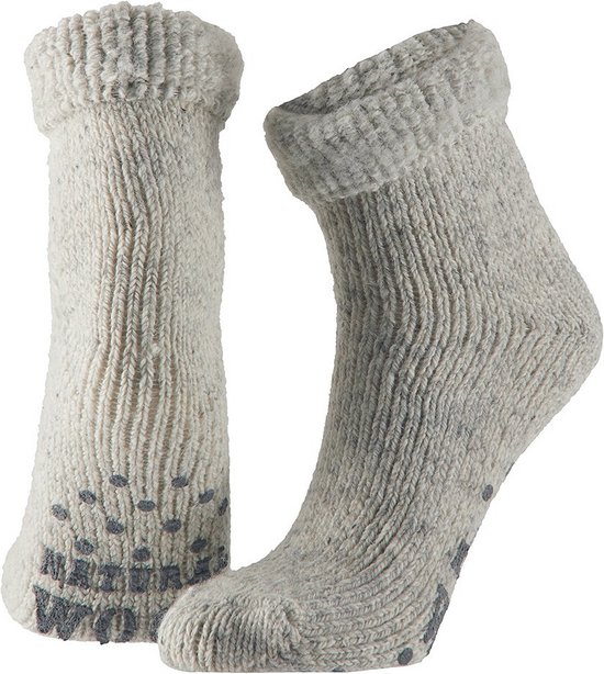 Chaussettes/chaussettes antidérapantes en laine pour enfants gris clair  taille 23-26