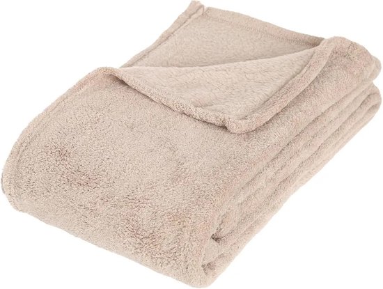 Fleece deken/plaid Beige 130 x 180 cm en een warmwater kruik 2 liter |  bol.com