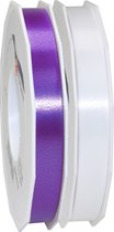 Glorex Hobby/deco luxe cadeau sierlint wit/paars 1.5 cm x 91 meter