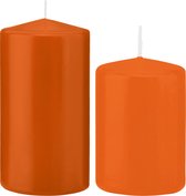 Trend Candles - Stompkaarsen set 4x stuks oranje 12 en 15 cm