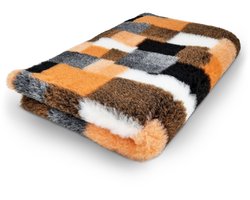 Vetbed Patchwork - Antislip Hondenmat - 150 x 100 cm - Oranje - Benchmat - Hondenkleed - Voor Honden - Machine Wasbaar