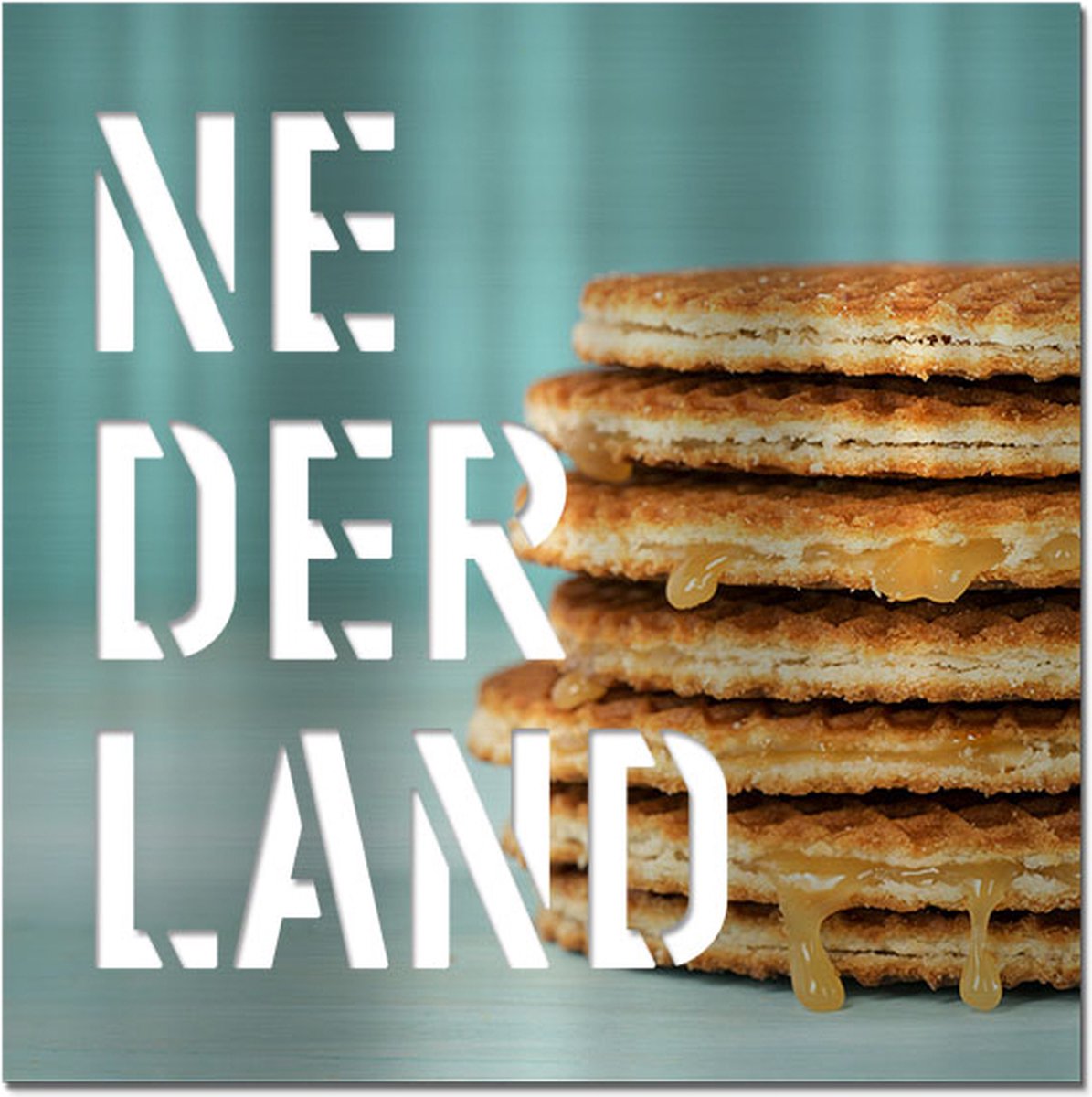 Letterschilderij - Nederland Full-Color | Woonaccessoire Aluminium paneel met freesletters | 70x70cm | Dibond | Uniek | Modern | Vierkant | Kantoor | Woonkamer | Slaapkamer | Voor binnen en buiten..