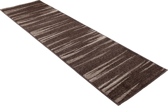 Tapiso Sari Tapis Coureur Marron Moderne Salon Couloir Tapis Taille- 90x400
