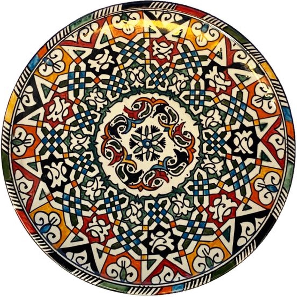Kleurrijke aardewerk schaal Fes Ø35 - Handbeschilderd