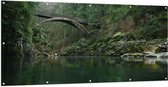 WallClassics - Tuinposter – Moulton Falls Bridge - Brug in het Bos - 200x100 cm Foto op Tuinposter  (wanddecoratie voor buiten en binnen)