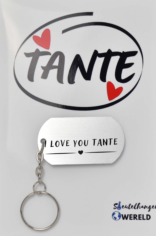 I love you tante Sleutelhanger inclusief kaart - tante cadeau - cadeaupakket - verjaardag -Leuk kado voor je tante om te geven - 2.9 x 5.4CM