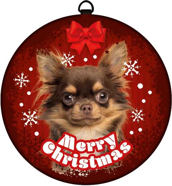 Plenty Gifts Kerstbal Tin - 10 cm - Chihuahua