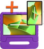 Lenovo Tab M10 Plus (3ème génération) Coque Bumper Kids avec protection d'écran - Housse Lenovo Tab M10 Plus antichoc - Violet