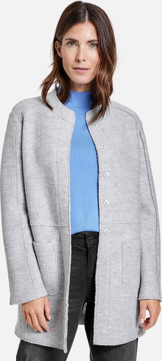 GERRY WEBER Dames Lange blazer van een gekookte wolmix Cloudy Grey-Melange-42