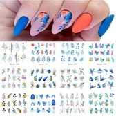 12 Stuks Nagelstickers – Nail Art Stickers – Blauwe Takjes