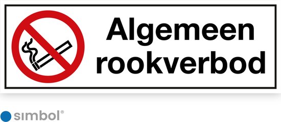 Simbol® - Autocollant Interdiction Algemeen de fumer - Format 15 x 45 cm.