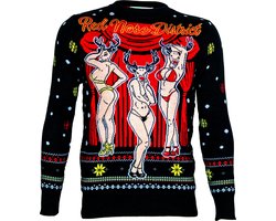 Red nose disctrict kersttrui - Maat XL - Foute Kersttrui - DrunkenDinos - Gebreide kersttrui - Foute trui - Feestkleding - Kerstkleding - Foute kleding - Kerst trui - Kersttrui dames - Kersttrui heren - Lelijke Kersttrui - Grappige Kersttrui -
