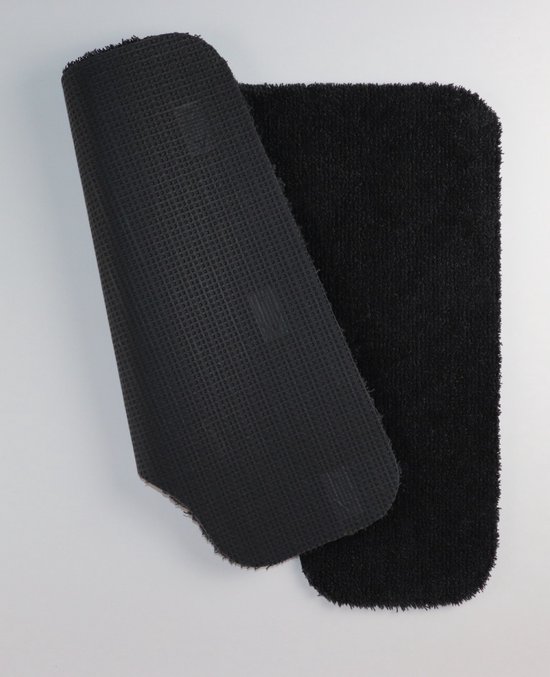 WC mat 50x60 Soft zwart antraciet antislip met uitsparing 21cm - Prima vloerkleden
