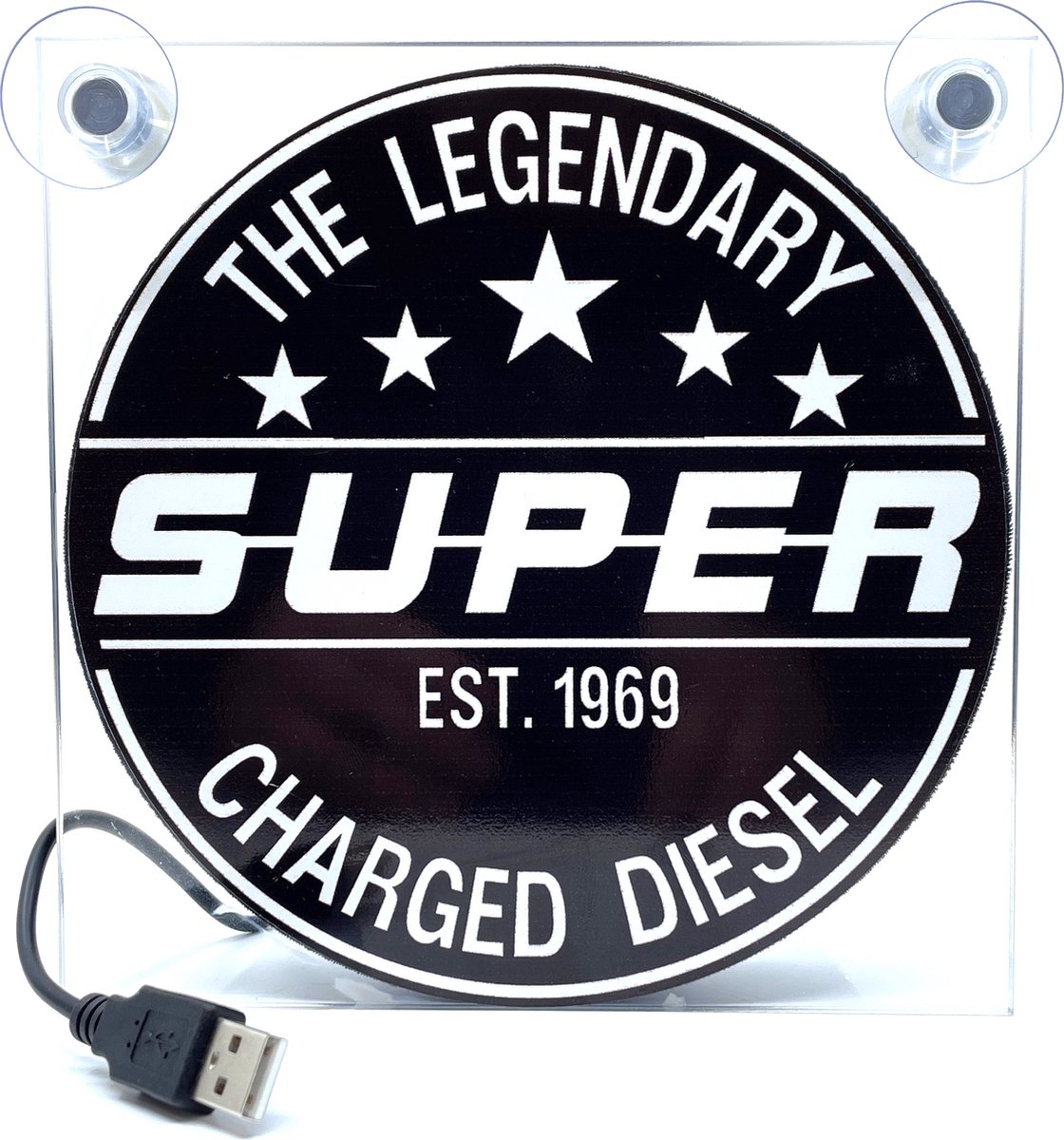 Lichtbakje SUPER The Legendary Charged Diesel voor auto, vrachtwagen, cabine, enz