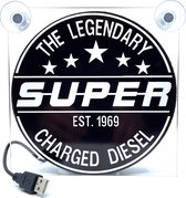 Lichtbakje Deluxe SUPER The Legendary Diesel met USB voor vrachtwagen, tractor, cabine, truck, caravan, enz