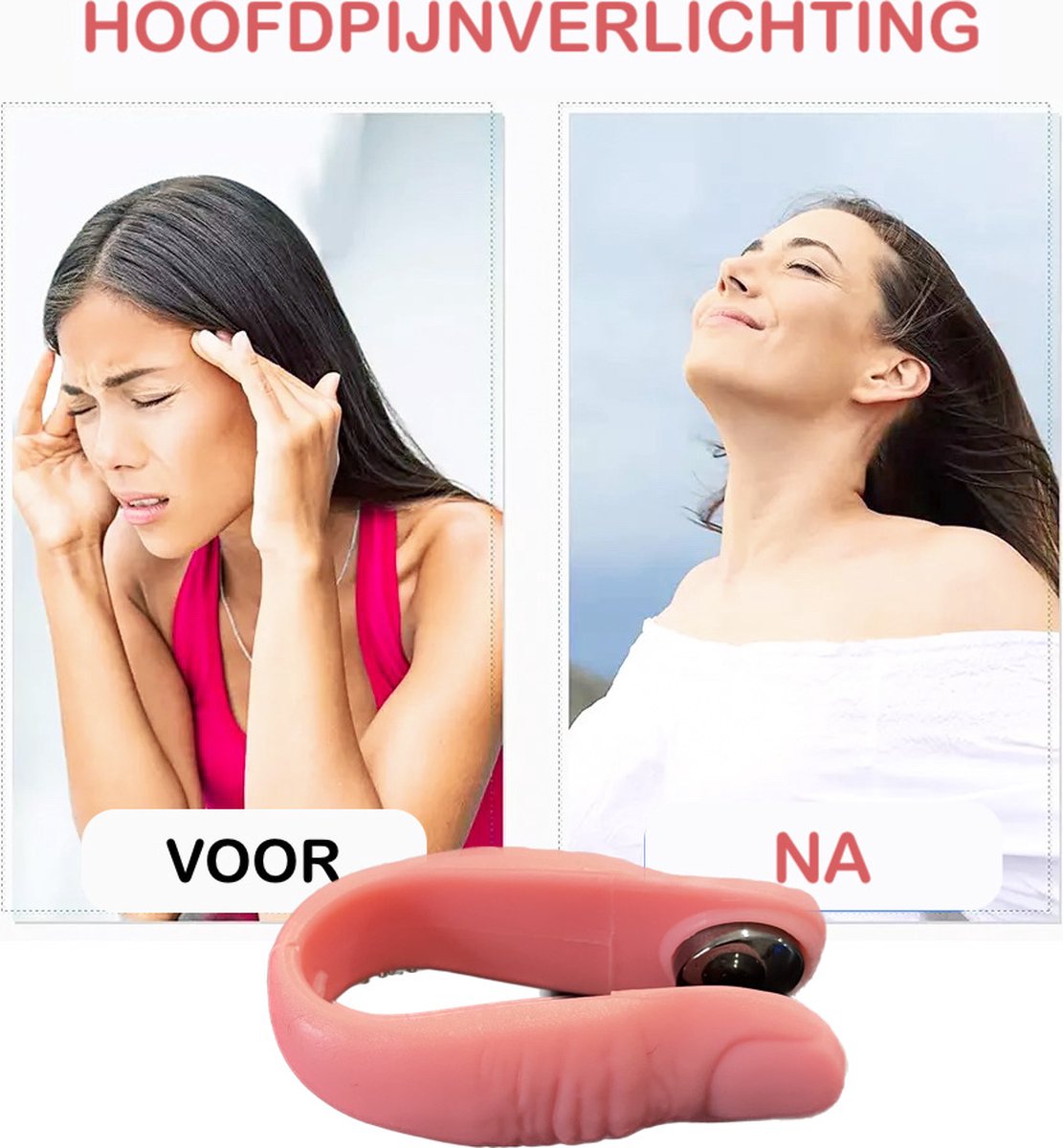 Goedkoopste Lifester ® - Acupressuur - helpt direct tegen hoofdpijn - natuurlijke hoofdpijn verlichting - migraine - massage - vinger - duim - ontspanning - antistress - clip - roze