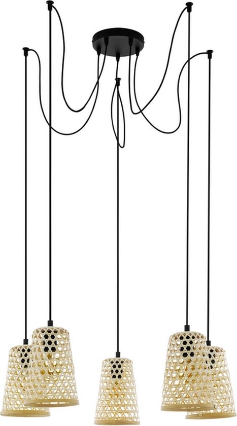 EGLO Claverdon Hanglamp - 5 lichts - Ø18 cm - E27 - Zwart | bol.com