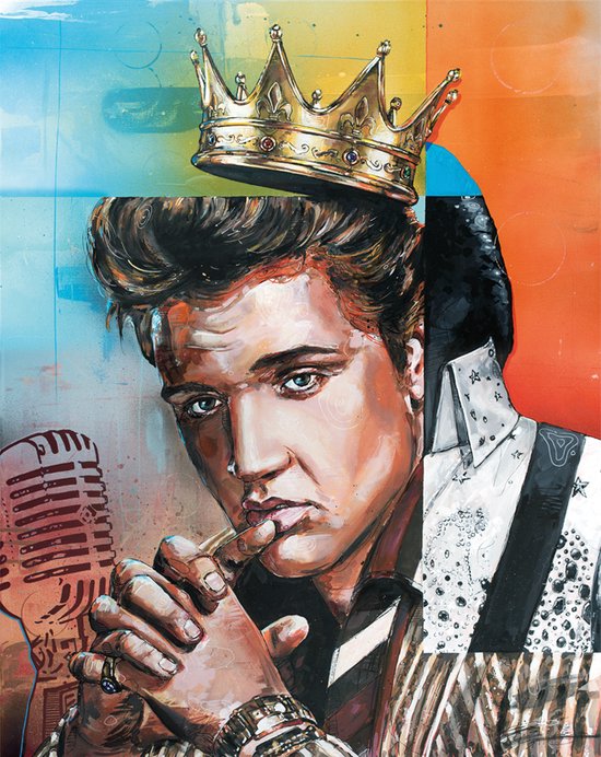 Décoration murale - Elvis Presley - Plaque en métal - Vintage - 41x32