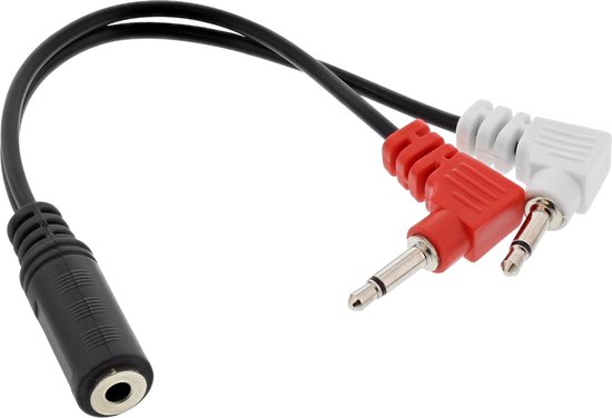 3,5mm Jack stereo audio vliegtuigadapter - haaks / zwart - 0,15 meter