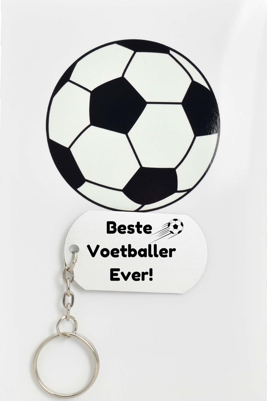 voetbal sleutelhanger inclusief kaart - sport cadeau - sporten - Leuk kado voor je sporter om te geven - 2.9 x 5.4CM